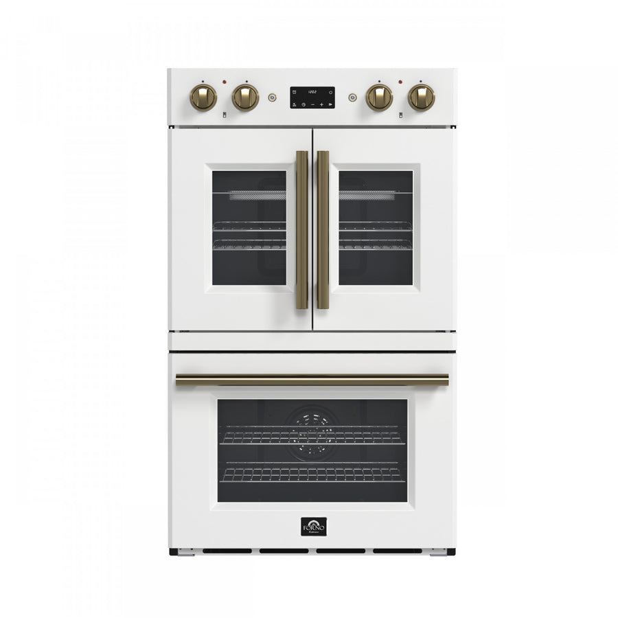 Forno Asti White 30" French Door Double Wall Oven with Dual True Convection and Air Fry (7.36 Cu. Ft.) - FBOEL1340-30WHT