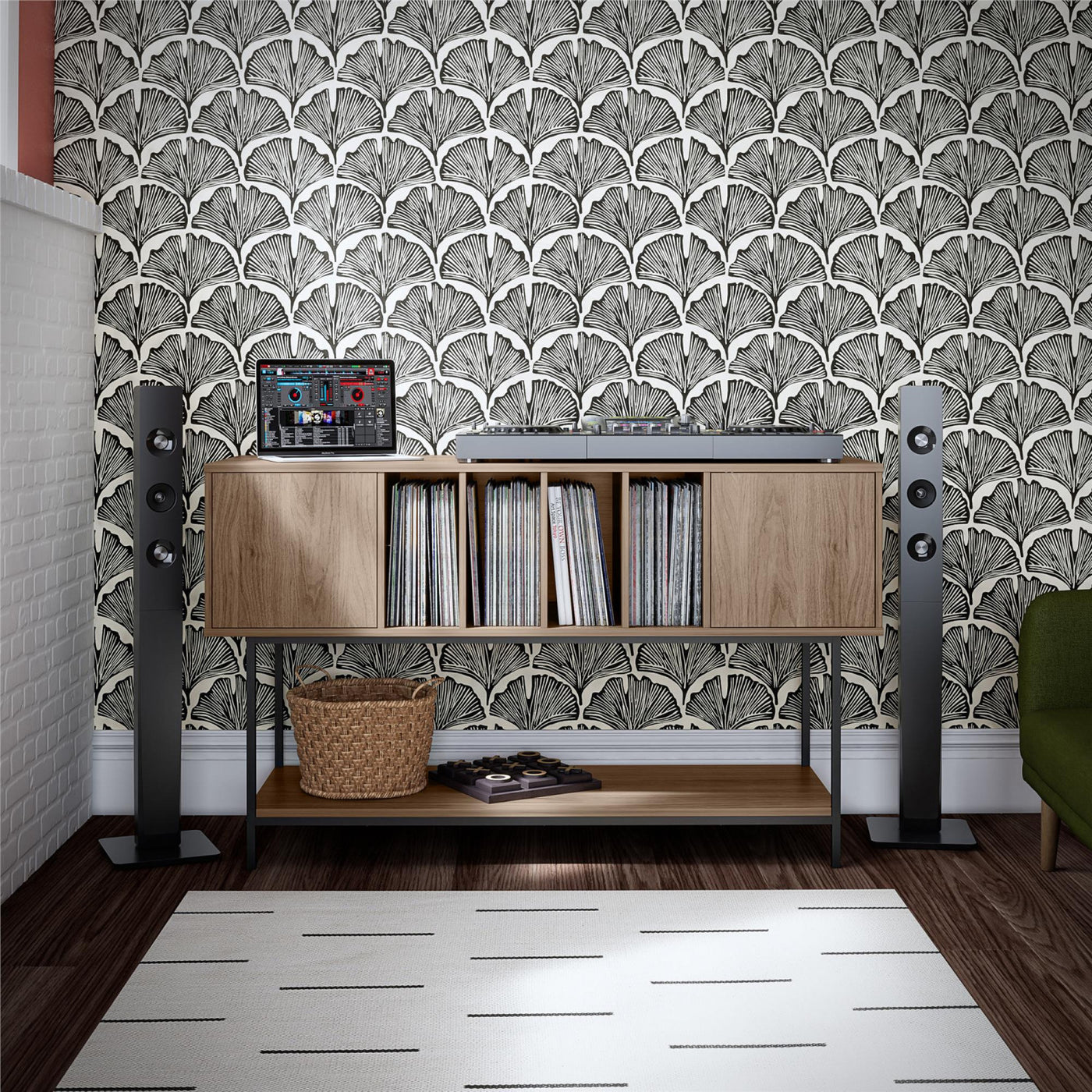 Cooper Media Credenza/DJ Stand - Walnut
