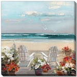 Coastal Porch Wall Art - Blue/Red/Natural - 16 X 16