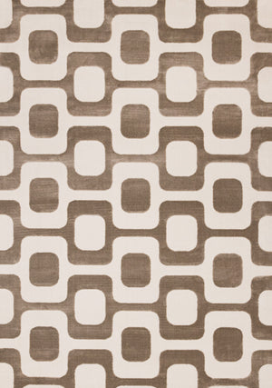 Logan Modern Vintage Area Rug - Brown Cream - 5' X 8'