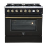 Forno Marco 36" Black Freestanding Gas Range (5.36 Cu. Ft.) - FFSGS6277-36BLK