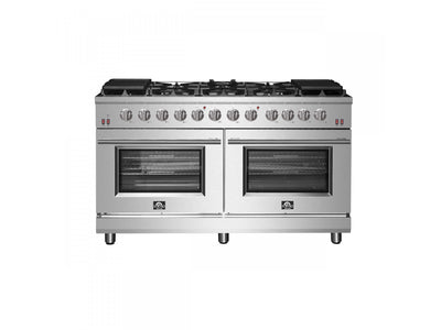 Forno Massimo 60" Stainless Steel Freestanding Double Oven Gas Range with Air Fry (8.64 Cu. Ft.) - FFSGS6239-60