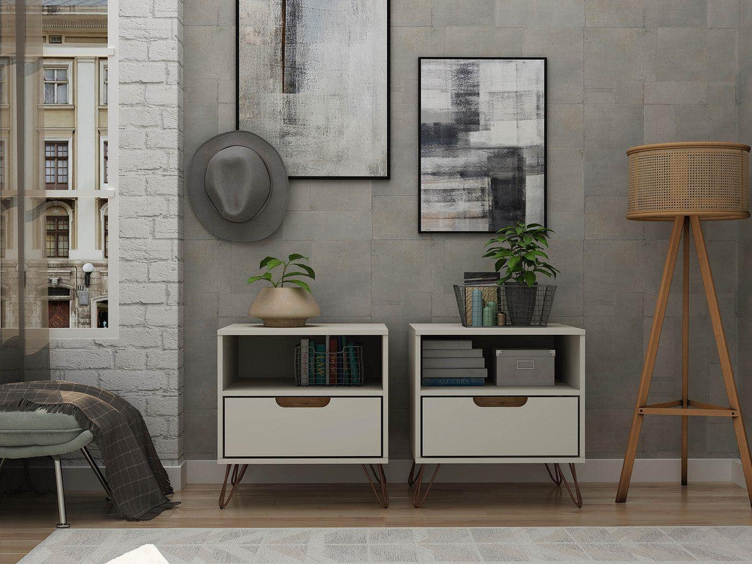 Nuuk I Night Table Set of 2 - Off White/Nature