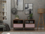 Nuuk I Night Table Set of 2 - Nature/Rose Pink