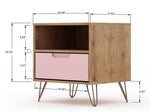 Nuuk I Night Table Set of 2 - Nature/Rose Pink