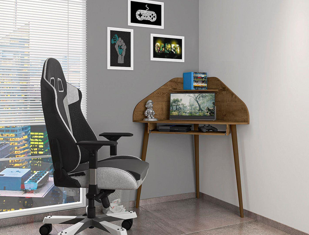 Gatutca Cubicle Section Desk with Keyboard Shelf Set of 2 - Rustic Brown