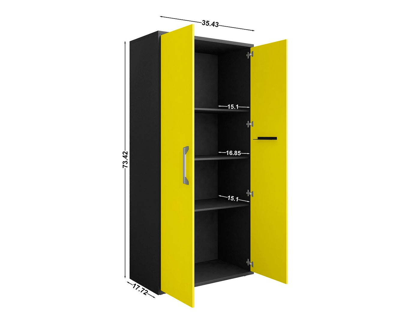 Lunde Storage Cabinet - Matte Black/Yellow - Set of 2
