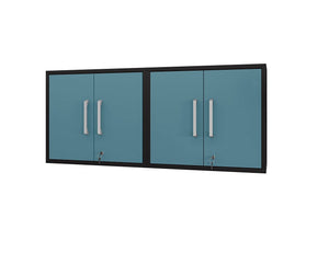 Lunde Floating Garage Cabinet - Matte Black/Aqua Blue - Set of 2