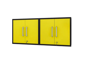 Lunde Floating Garage Cabinet - Matte Black/Yellow - Set of 2