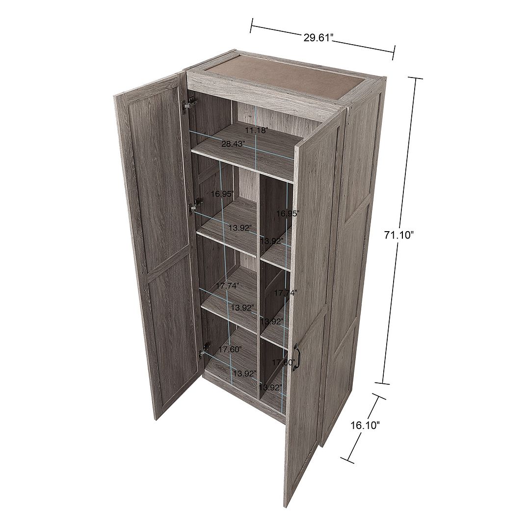 Klinte Storage Closet - Grey - Set of 2