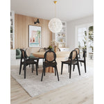 Koldby Round Dining Chair - Black/Natural Cane - Set of 4