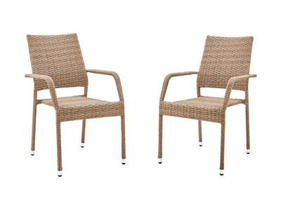 Nueces Stackable Outdoor Dining Chair - Set of 2 - Nature Tan Weave