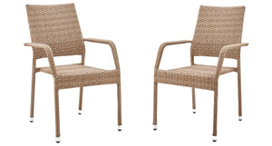 Nueces Stackable Outdoor Dining Chair - Set of 2 - Nature Tan Weave