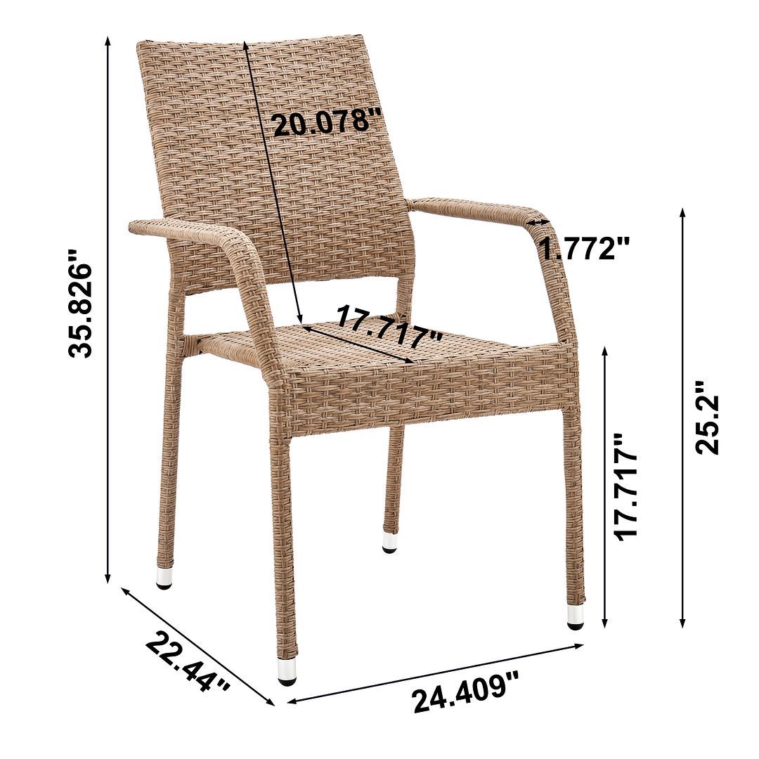 Nueces Stackable Outdoor Dining Chair - Set of 2 - Nature Tan Weave