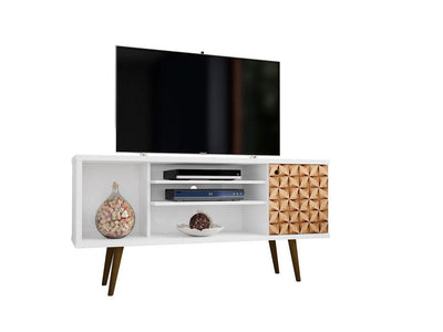 Lekedi 53" TV Stand - White/3D Brown Print