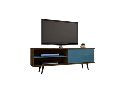 Lekedi 63" TV Stand - Rustic Brown/Aqua Blue