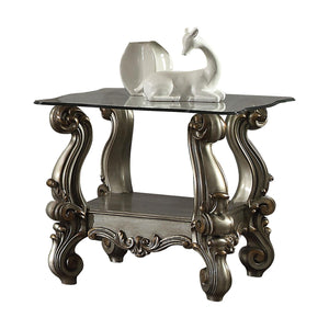 Escalera End Table - Antique Platinum and Clear Glass