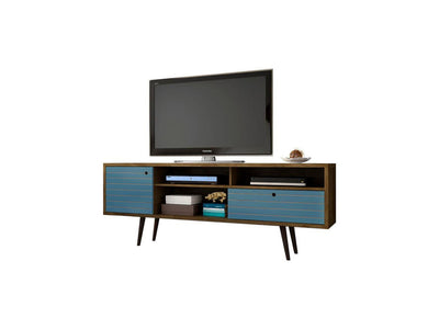 Lekedi 71" TV Stand - Rustic Brown/Aqua Blue