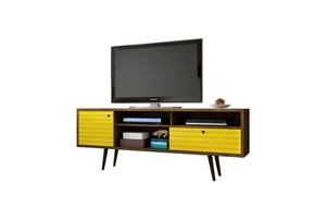 Lekedi 71" TV Stand - Rustic Brown/Yellow