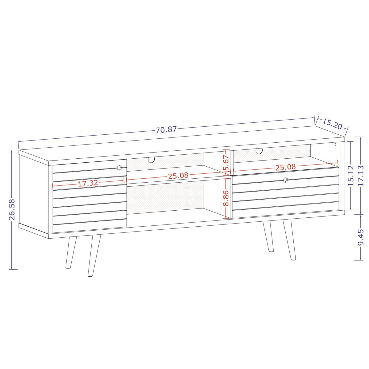 Lekedi 71" TV Stand - Matte Black