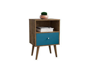 Lekedi I Night Table - Rustic Brown/Aqua Blue