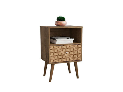 Lekedi I Night Table - Rustic Brown/3D Brown Print