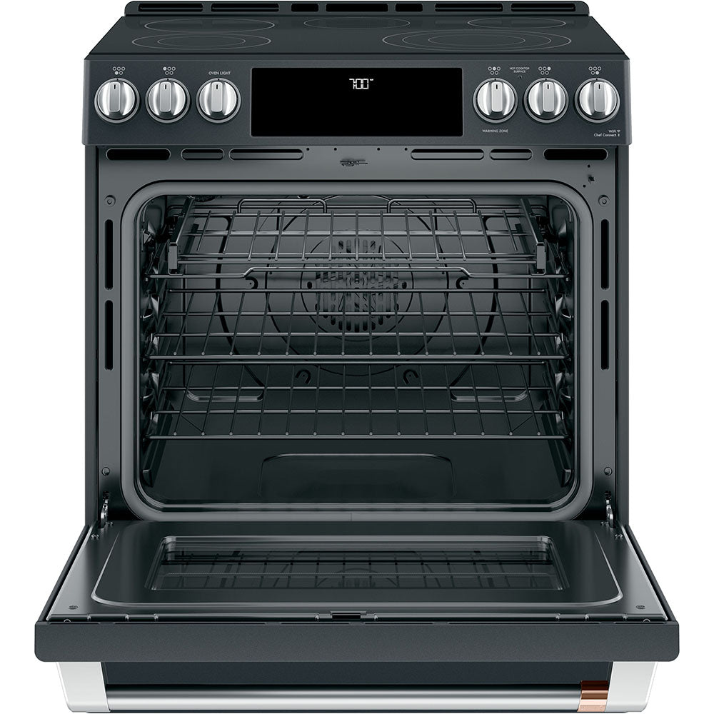 Café Matte Black 30" Electric Range with Built-in WiFi and No-Preheat Air Fry (5.7 Cu. Ft) - CCES700P3MD1