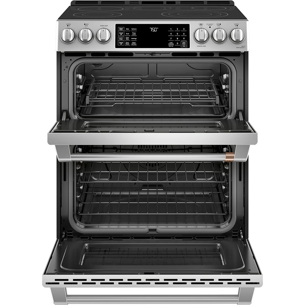 Café Stainless Steel 30" Electric Double Oven Range with Built-in Wifi and No-Preheat Air Fry (6.7 Cu. Ft) - CCES750P2MS1