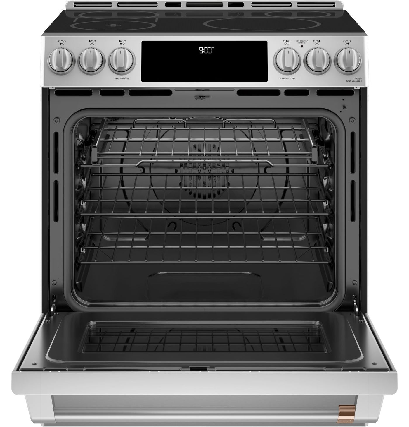 Café™ Stainless Steel 30" Smart Slide-In, Front-Control, Induction and Convection Range with In-Oven Camera (5.7 Cu. Ft) - CHS90XP2MS1