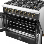 Forno Galiano 36" Black French Door Dual Fuel Range with True Convection (5.36 Cu. Ft.) - FFSGS6356-36BLK