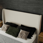 Tess Upholstered Wingback Queen Bed - Ivory Linen