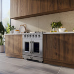 Forno Capriasca 30" Stainless Steel French Door Freestanding Gas Range with Air Fry (4.32 Cu. Ft.) - FFSGS6460-30