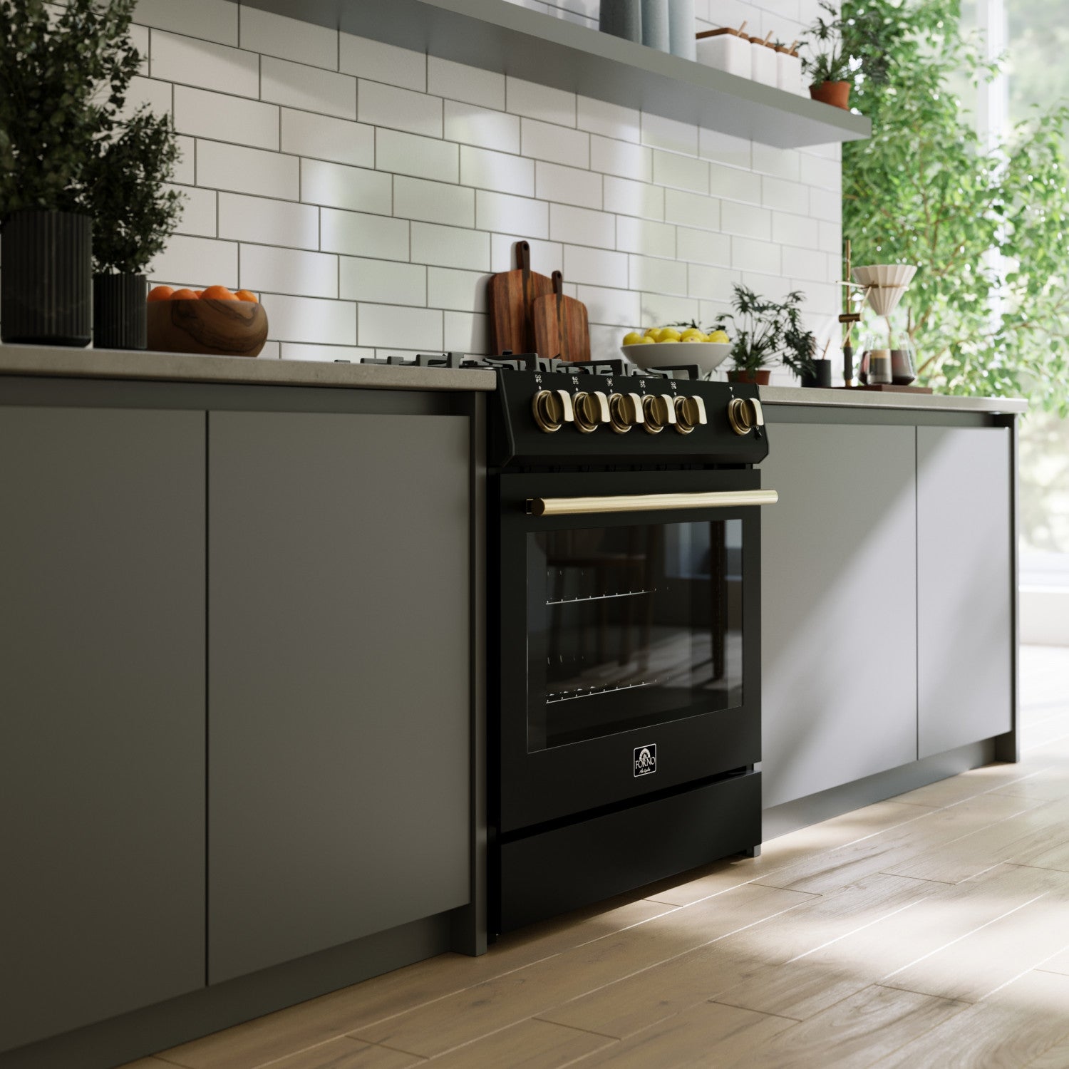 Forno Leonardo 30" Black Freestanding Gas Range (5.0 Cu. Ft.) - FFSGS1116-30BLK