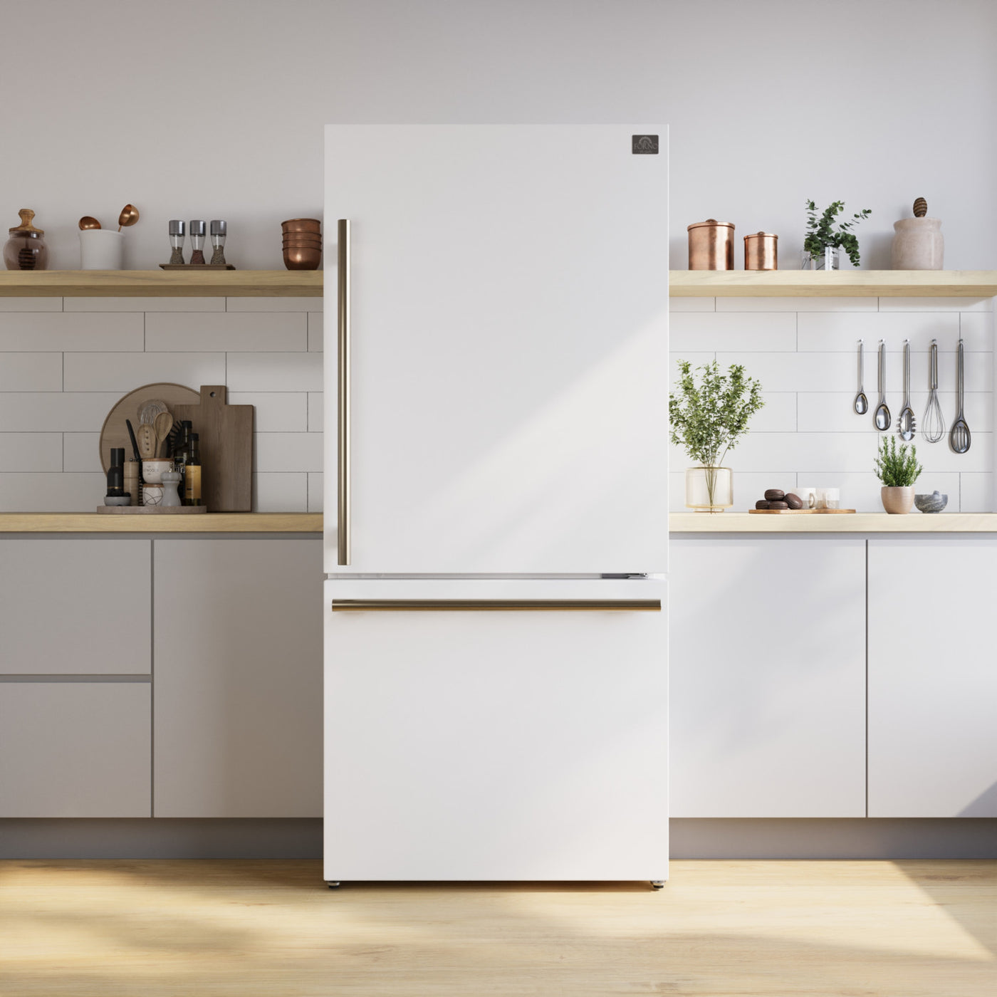 Forno Milano 31" White Bottom Freezer Refrigerator with Right Swing Door (17.2 Cu. Ft.) - FFFFD1785-31WHT
