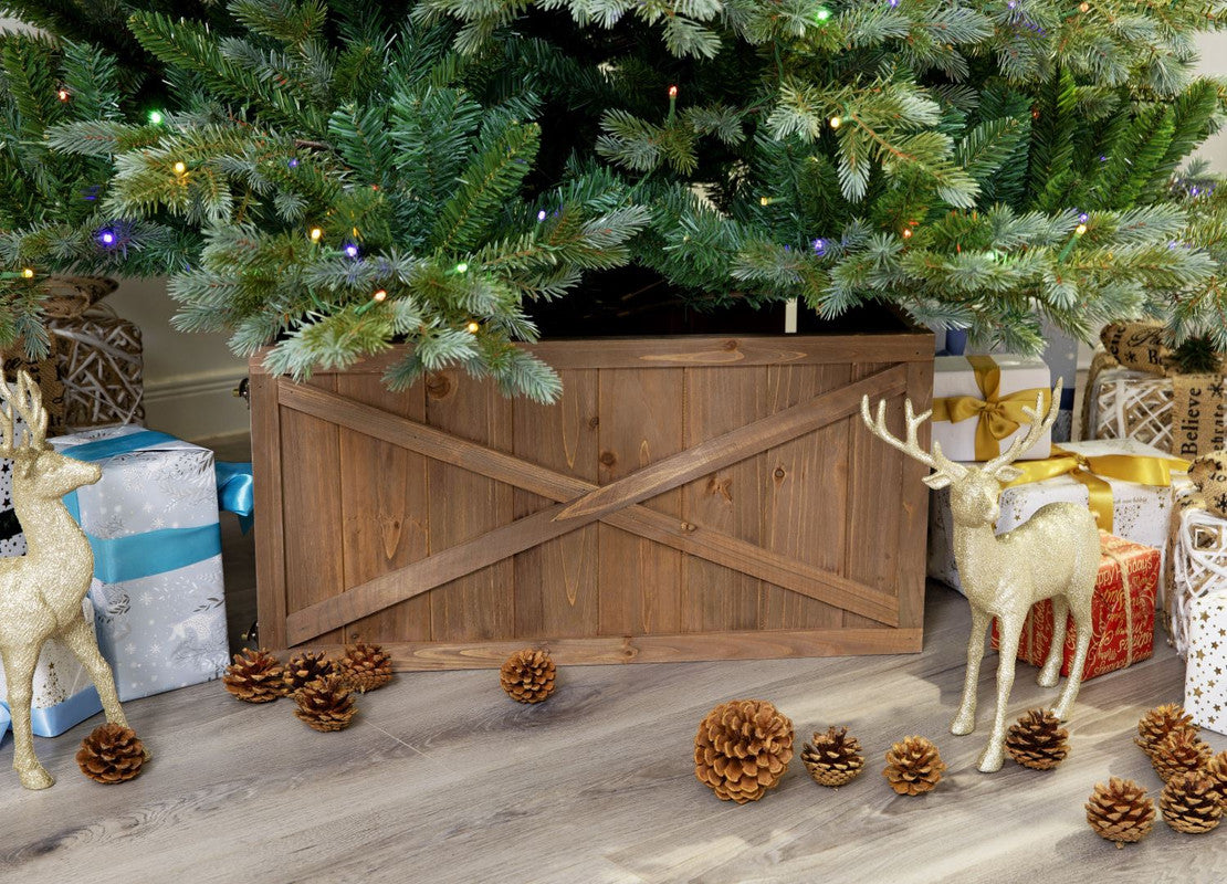 Larvik Wooden Box Christmas Tree Collar - Brown