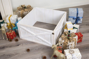 Larvik Wooden Box Christmas Tree Collar - White
