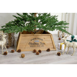 Arendal Small Wooden Farmhouse Christmas Tree Collar - Natural Brown