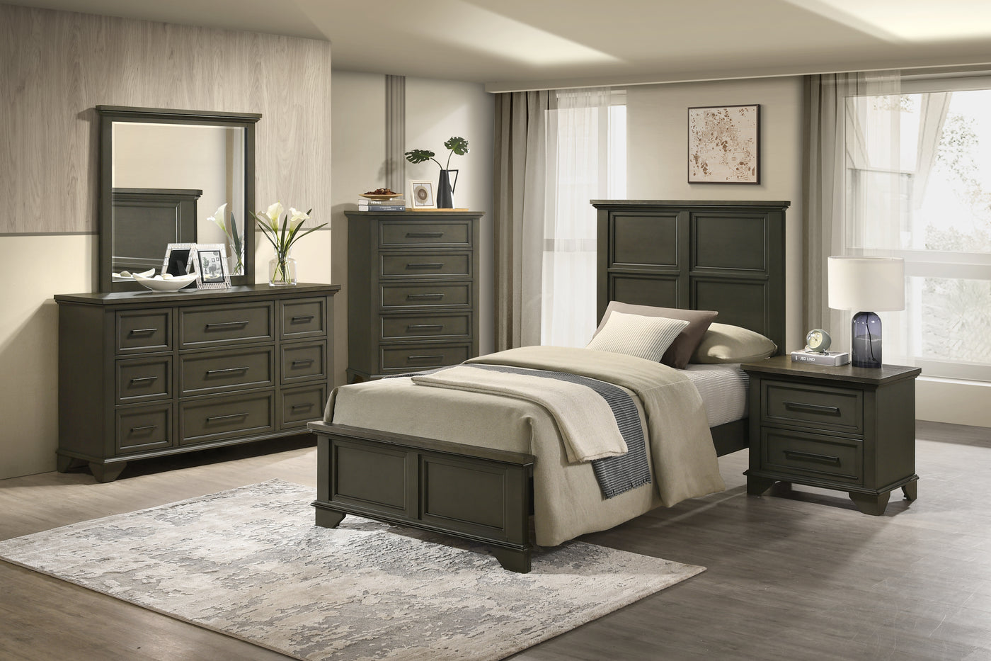 Abigail 5 Drawer Chest - Grey