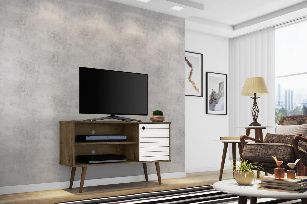 Lekedi 42" TV Stand - Matte Rustic Brown/White