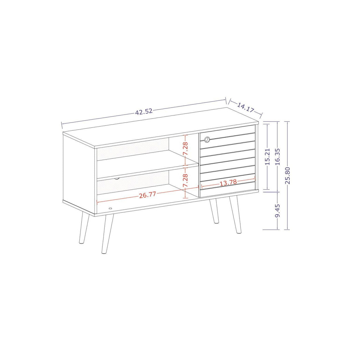 Lekedi 42" TV Stand - Matte Rustic Brown/White
