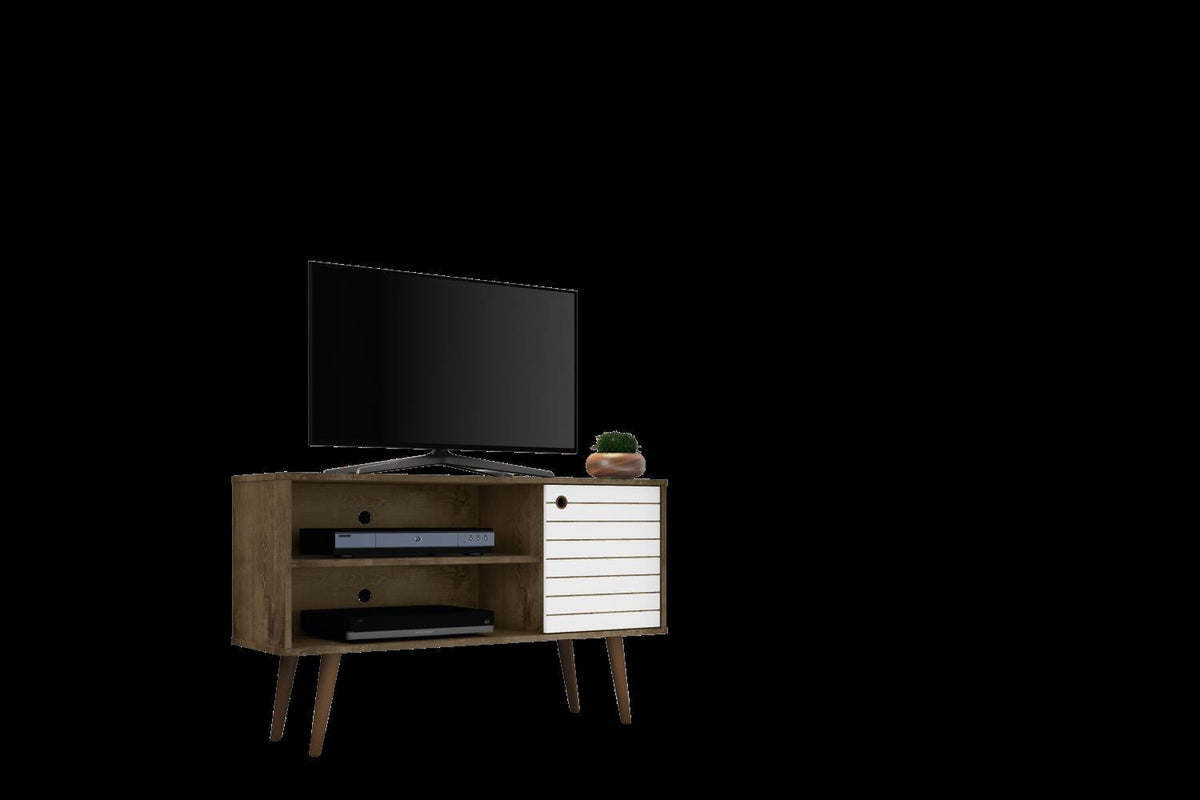 Lekedi 42" TV Stand - Matte Rustic Brown/White