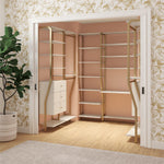 Gwyneth Closet with Hanging Rods - White Faux Marble/Golden Bronze