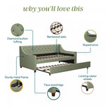 Novogratz Her Majesty Twin Daybed and Trundle - Light Jade
