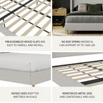 Tess Upholstered Wingback Queen Bed - Whiskey Gray Linen