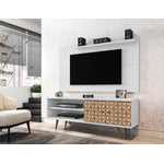 Lekedi 63" TV Stand and Panel Set - White/3D Brown Print