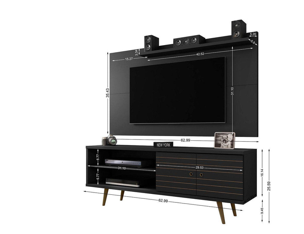 Lekedi 63" TV Stand and Panel Set - Black