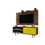 Lekedi 63" TV Stand and Panel Set - Rustic Brown/Yellow