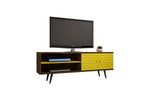 Lekedi 63" TV Stand and Panel Set - Rustic Brown/Yellow