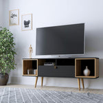 Ciyun 63" TV Stand - Black/Cinnamon