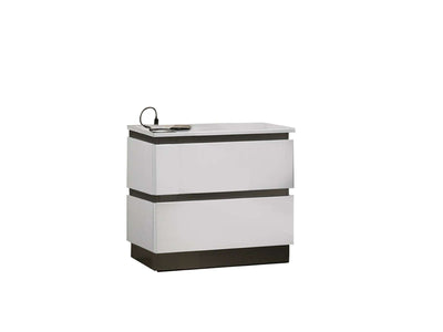 Allister Night Table - White, Gunmetal Grey